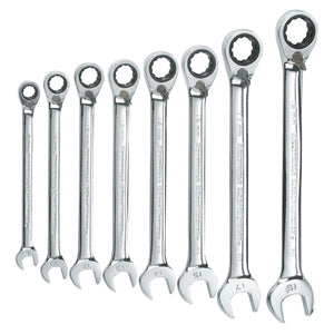 8 Pc Reversible Combination Ratcheting Wrench Sets, 12 Point, Metric