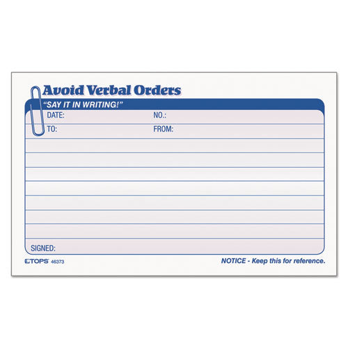 BOOK,AVOID VERBAL ORDR