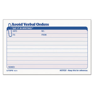 BOOK,AVOID VERBAL ORDR