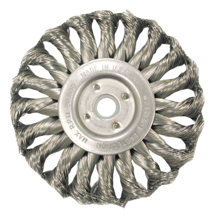 Med. Twist Knot Wire Wheel-TS/TSX Series, 8 D x 5/8 W, .014 Carbon 6,000 rpm