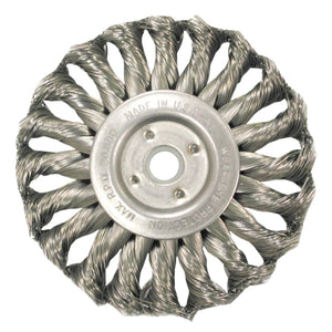 Med. Twist Knot Wire Wheel-TS/TSX Series, 8 D x 5/8 W, .0118 Carbon 6,000 rpm