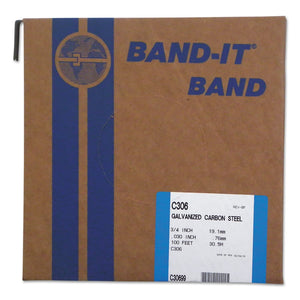 Bands, 3/4 in, 100 ft, 0.03 in, Galvanized Carbon Steel