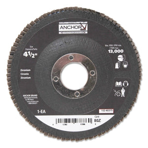 Abrasive High Density Flap Discs, 4 1/2 in Dia, 80 Grit, 7/8 in Arbor, Type 27