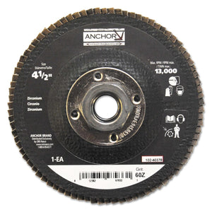 Abrasive High Density Flap Discs, 4 1/2 in Dia, 60 Grit, 5/8-11 Arbor, Type 27