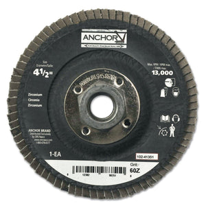 Abrasive Flap Discs, 4 1/2 in, 40 Grit, 5/8 in - 11 Arbor, 13,000 rpm, Angled