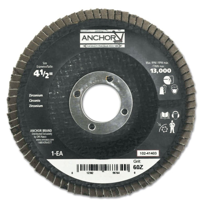 Abrasive High Density Flap Discs, 4 1/2 in, 60 Grit, 13,000 rpm, Flat