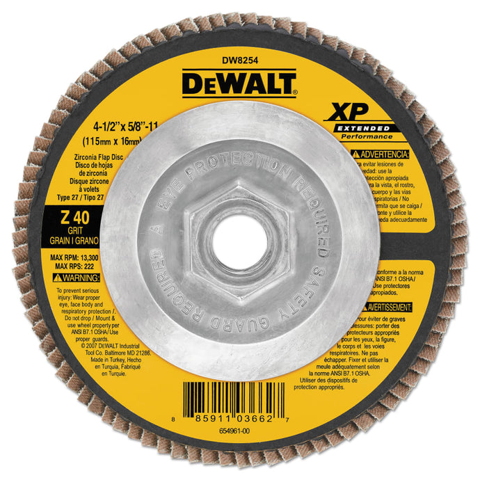 XP™ Ext Perf Flap Disc, 4-1/2 in, 40 Grit, 5/8 in-11 Arbor, 13,300 RPM, T27