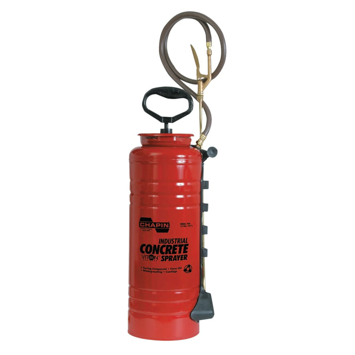 3.5 gal Ind Viton Concrete Open Head Sprayer, Red, 24 in Wand, 48 in Hose