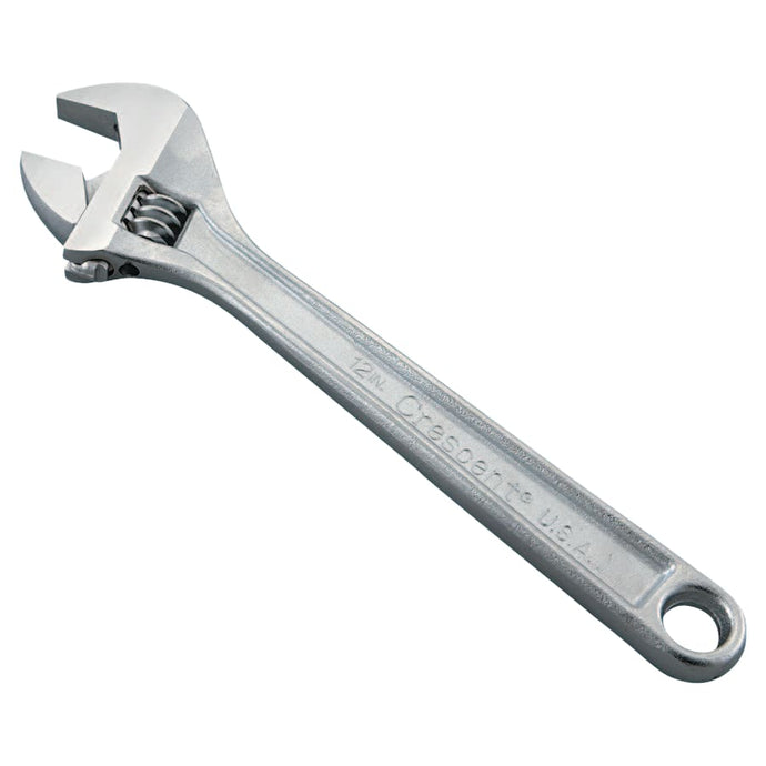 Chrome Adjustable Wrenches, 12 in Long, 1 1/2 in Opening, Chrome