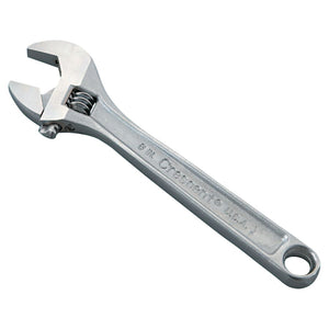 Chrome Adjustable Wrenches, 8 in Long, 1 1/8 in Opening, Chrome