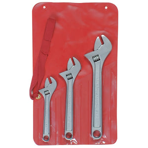 3 Piece Adjustable Wrench Set, 6 in, 8 in, 10 in, Chrome