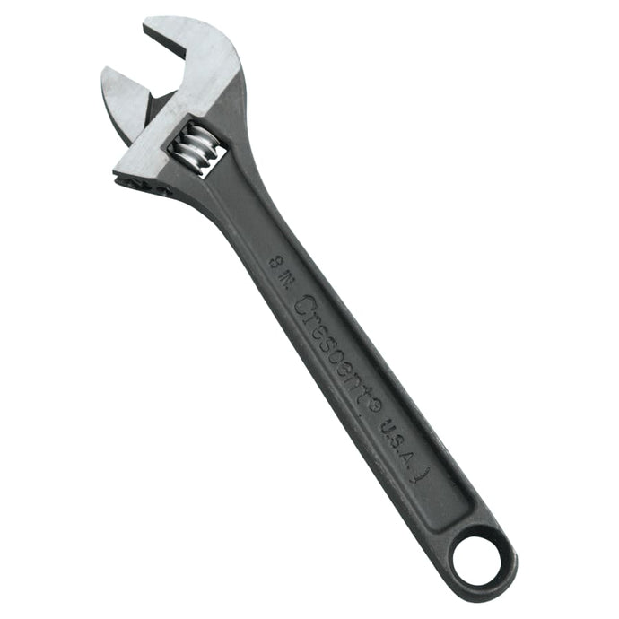 Black Phosphate Adjustable Wrenches, 8 in Long, 1 1/8 in Opening, Black