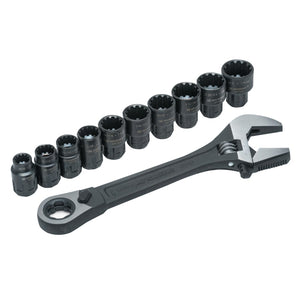 X6 Pass-Thru Adjustable Wrench Set w/Tray, 11 pc, 8 in