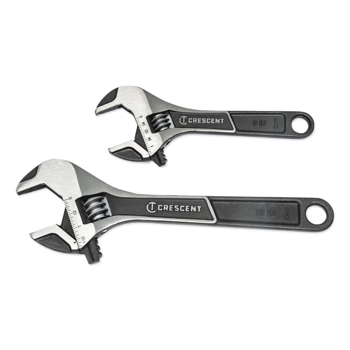 2 Pc. Wide Jaw Adjustable Wrench Set 6 in and 10 in