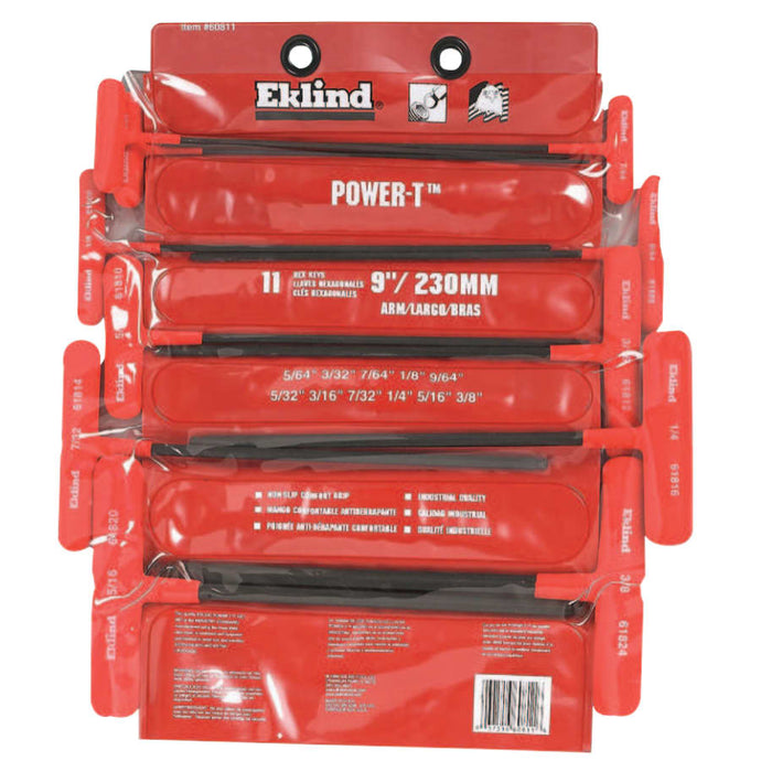 Power-T Ball-Hex Key Sets, 11 per set, Ball-Hex Tip, Inch, 9 in Handle