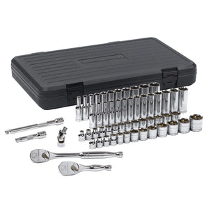57 Piece 3/8 in Drive SAE/Metric Socket Set, 6 Point