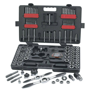114 Piece Combination Ratcheting Tap and Die Drive Tool Set, Inch/Metric, Hex