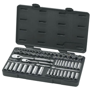 68 Pc Surface Drv Socket Sets w/84 Tooth Ratchets, 1/4 in, 3/8 in, SAE, Metric