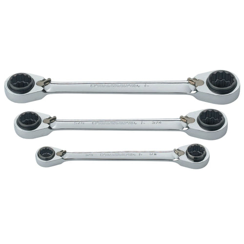 3 Pc. QuadBox Double Box Ratcheting Wrench Sets, Inch