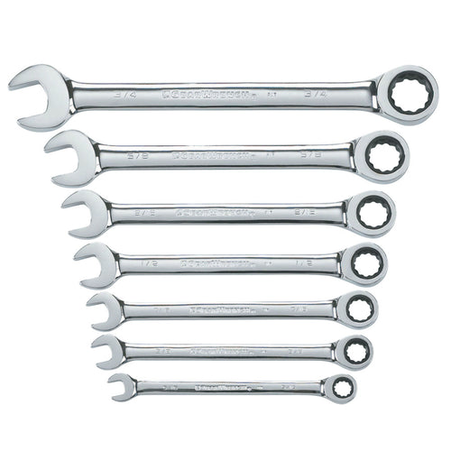 7 Piece Combination Ratcheting Wrench Sets, SAE