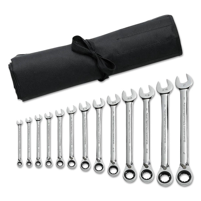 13 Pc. Reversible Combination Ratcheting Wrench Sets, Inch