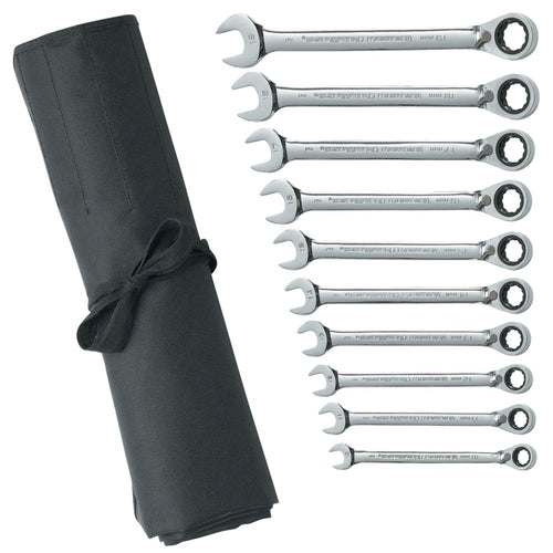 10 Pc. Reversible Combination Ratcheting Wrench Sets, Metric