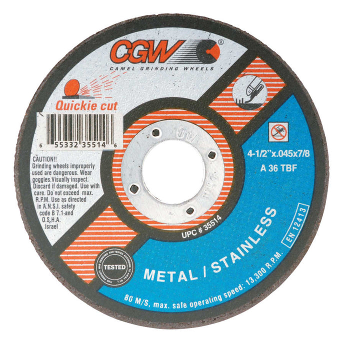 Extra Thin Cut-Off Wheel, Type 1, 4 in Dia, .04 in Thick, 60 Grit Alum. Oxide
