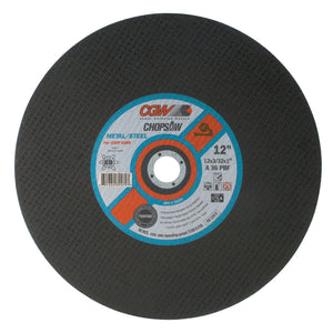 Cut-Off Wheel, Chop Saws, 12 in Dia, 3/32 in Thick, 36 Grit, Alum. Oxide