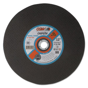 Cut-Off Wheel, Chop Saws, 14 in Dia, 3/32 in Thick, 36 Grit, for Metal/Steel