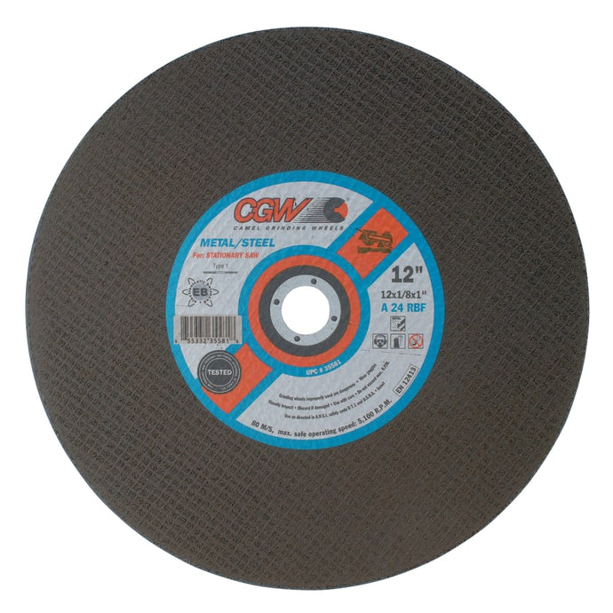 Stationary Saw Wheel, 14 in Dia, 1/8 Thick, 24 Grit, Silicon Carbide, Hardness R