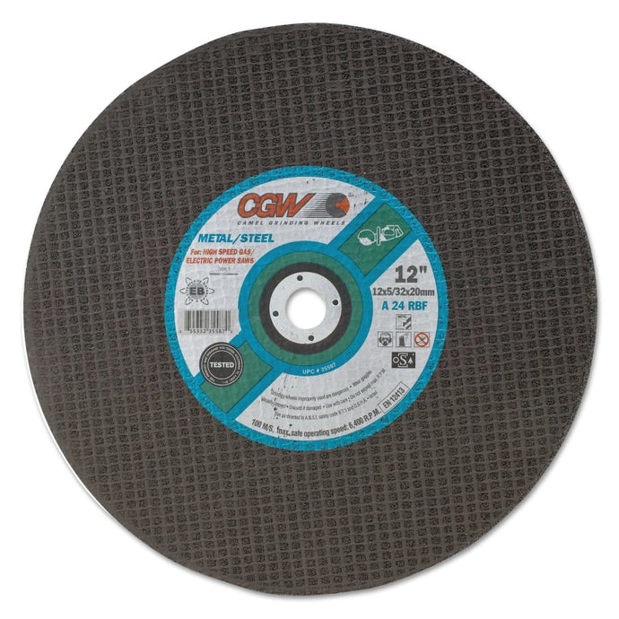 Cut-Off Wheel, Gas Saws, 14 in Dia, 5/32 in Thick, 1 in Arbor, 24 Grit