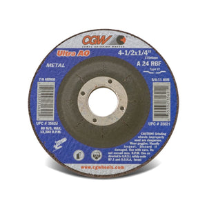 Depressed Center Wheel, Type 27, 6 in Dia, 1/4 in Thick, Hardness R, 24 Grit