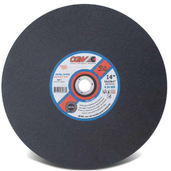 Stationary Saw Wheel, 16 in Dia, 5/32 in Thick, 24 Grit Alum. Oxide, Hardness R