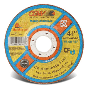 Contaminate Free Cut-Off Wheel, 6 in Dia, .045 in Thick, 60 Grit Alum. Oxide