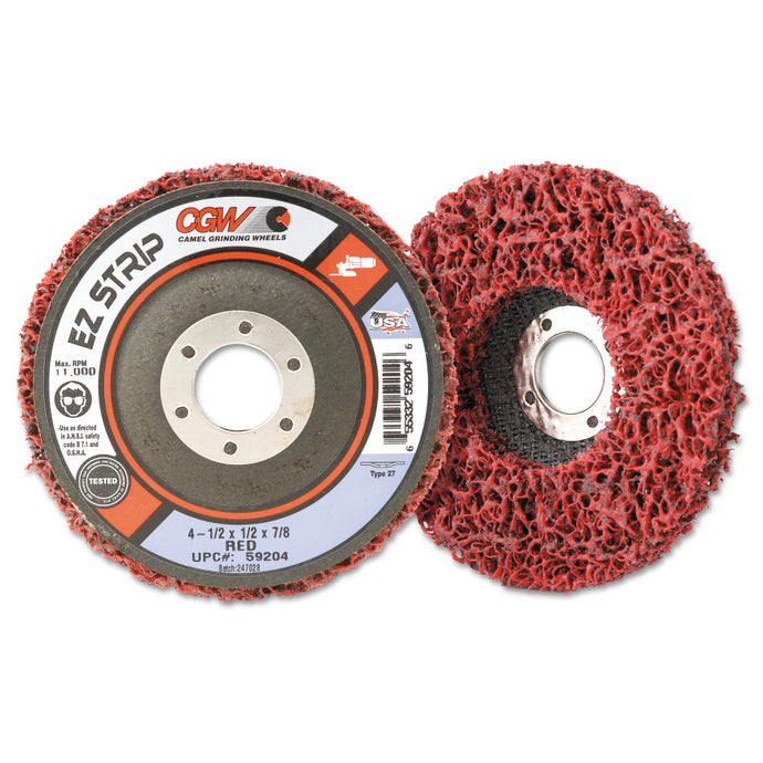 EZ Strip Wheels, Non-Woven, 4 1/2 X 5/8, Silicon Carbide, Red