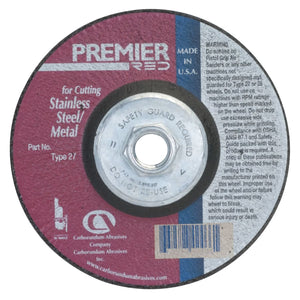 Premier Red Abrasive Wheels for Light Grinding/Cutting, 4 1/2in Dia, 5/8in Arbor