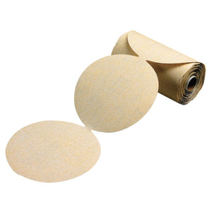 Gold Aluminum Oxide Dri-Lube Paper Discs, Seeded Gel, 5 in Dia., P320 Grit, Roll