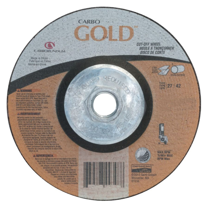Carbo GoldCut Reinforced Aluminum Oxide Abrasives, 4 1/2 in Dia., 30 Grit