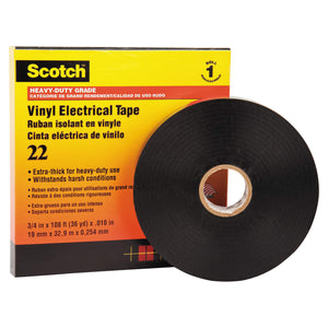 Scotch Heavy-Duty Vinyl Insulation Tapes 22, 36 yd x 3/4 in, Black