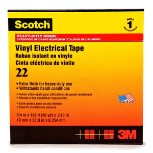 Scotch 22 Heavy-Duty Vinyl Insulation Tapes, 36 yd x 2 in, Black