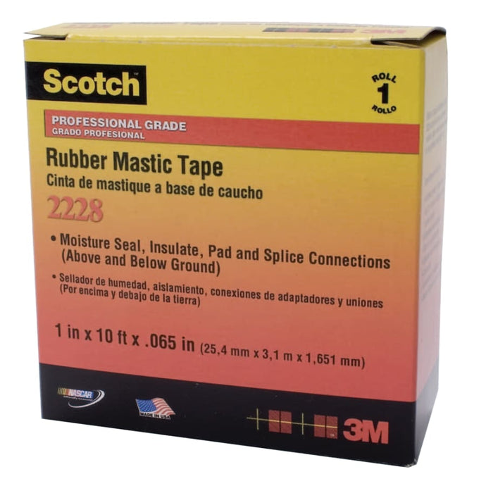 Scotch Rubber Mastic Tapes 2228, 2 in x 10 ft, 65 mil, Black
