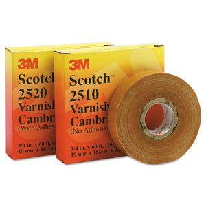 Scotch Varnished Cambric Tapes 2510, 36 yd x 1 in, Yellow