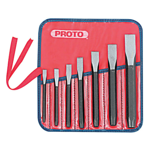 Cold Chisel Sets, 7 Piece, Straight, English, Kit Pouch