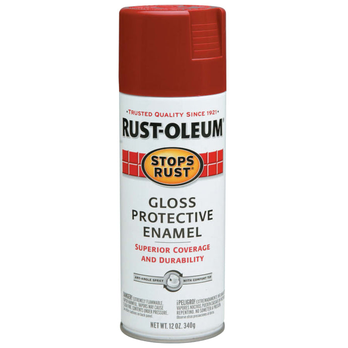 Stops Rust® Protective Enamel Spray Paint, 12 oz Aerosol Can, Regal Red, Gloss Finish