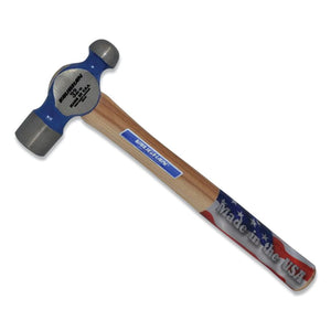 Commercial Ball Pein Hammer, Hickory Handle, 15-3/4 in, Forged Steel 32 oz Head