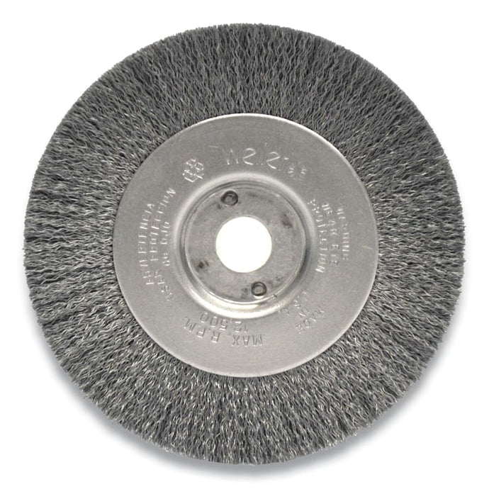 Narrow Face Crimped Wire Wheel, 4 in D x 1/2 W, .006 Stainless Steel, 6,000 rpm