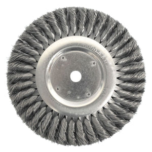 Standard Twist Knot Wire Wheel, 8 in D x 5/8 in W, .014 in Steel Wire, 6,000 rpm