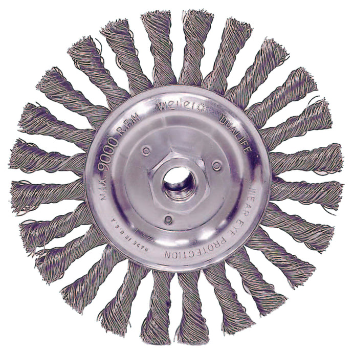 Roughneck Stringer Bead Wheel, 6 in Dia, 5/8-1/2 Arbor, .023 Steel Wire