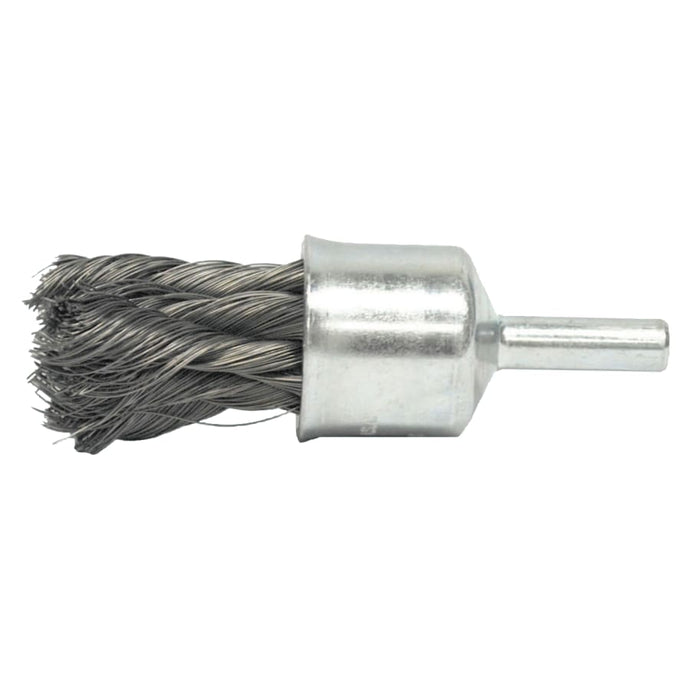 Knot Wire End Brushes, Steel, 20000 rpm, 1/2in Dia, 1 1/8 in x .014 Trim