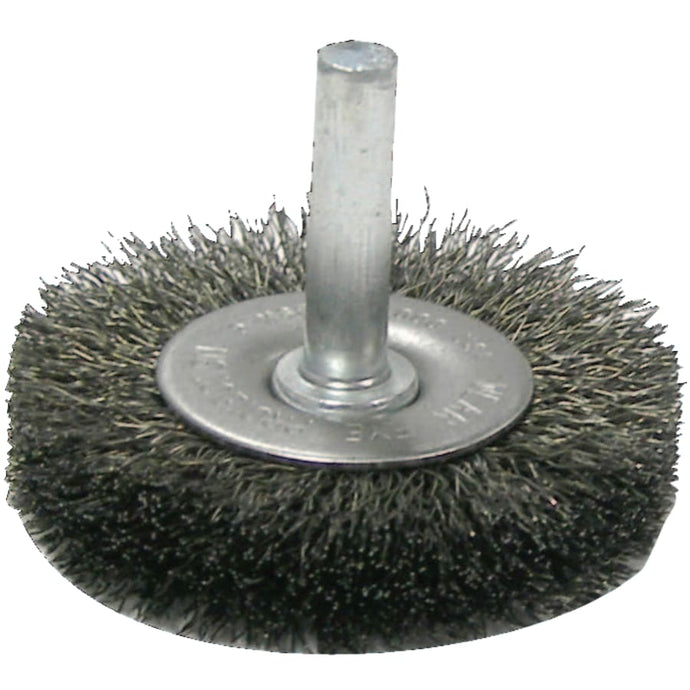 Crimped Wire Radial Wheel Brush, 2 in D, .014 in Steel Wire, 20,000 rpm